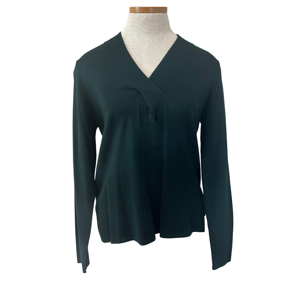 Elliott Lauren Sweater Womens Medium Evergreen New V-Neck Knit Top‎ 55974